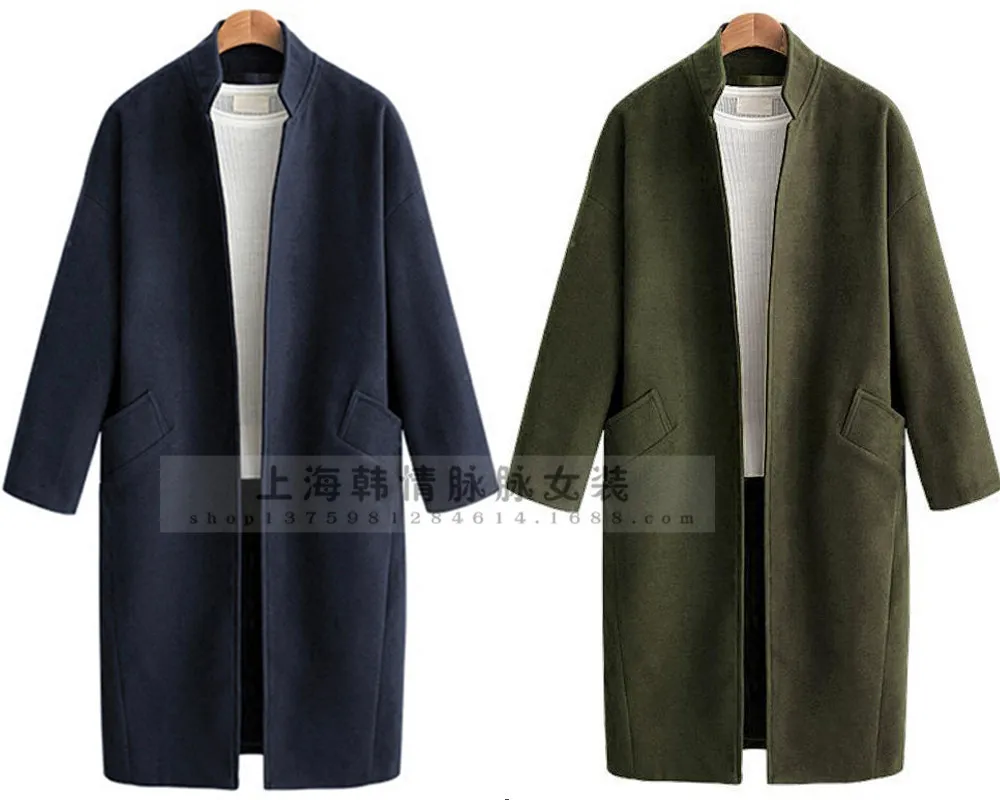 Fashion Casual Long Wool Blend Ladies Coat Solid Slim Women's Jacket Open Stitch Korean Womens Fashion Coat