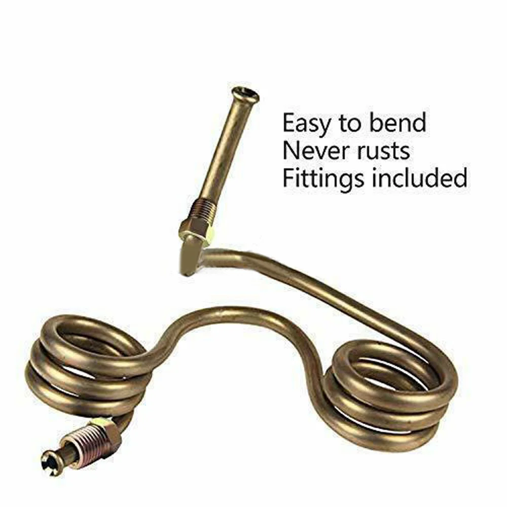 

Car Brake Line Tubing Kit Coil Of 3/16in OD Copper Nickel With 16 Fittings Cord
