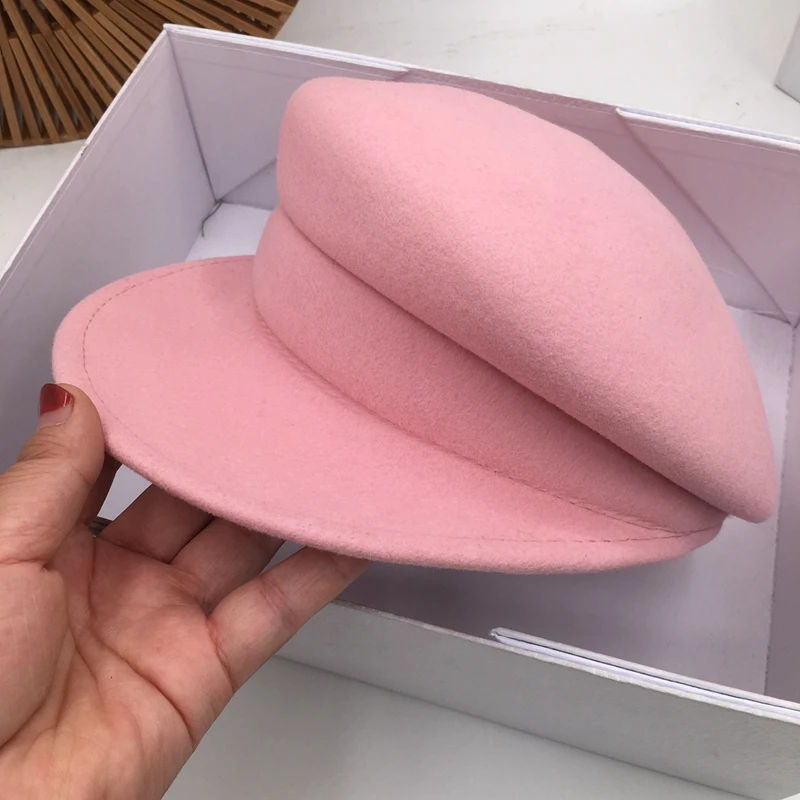 

2019 early autumn new high-density pink cap wool hat net red with the same paragraph wild age beret tide visors