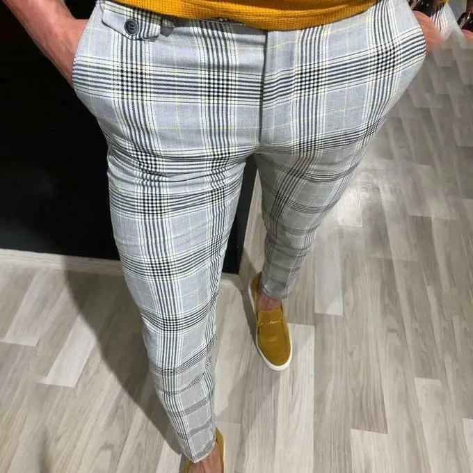 New Stylish Men Slim Fit Stripe Business Formal Pants Casual Office Skinny Trousers | Мужская одежда