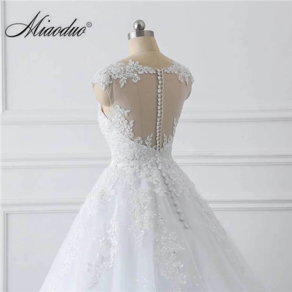 miaoduoWedding Dresses Plus Size Ball Gown Lace Appliques Beading Bride Gowns Cap Sleeve Vestidos de novia 2022 Свадебные платья second hand wedding dresses