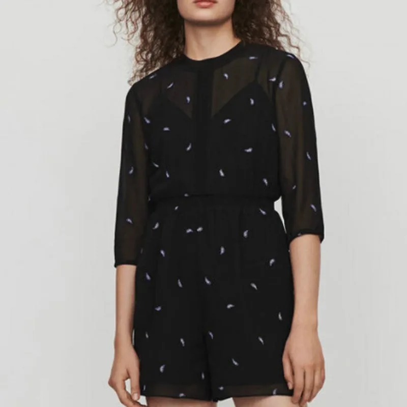

Women Dress 2019 Autumn and Winter New Embroidery Flower Three Quarter Sleeve Pleated V-neck Two-piece Women's Dress