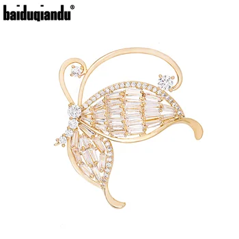 

baiduqiandu New Arrival High Quality Clear CZ Zirconia Crystal Young Butterfly Brooch Pins