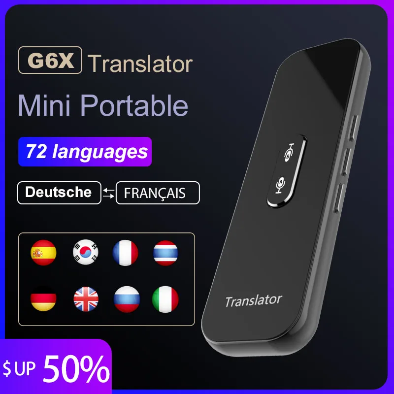 G6x suporte em linha inteligente para tradução em 70 idiomas tradutor de  voz inteligente multi-idiomas bluetooth tradução compatível - AliExpress