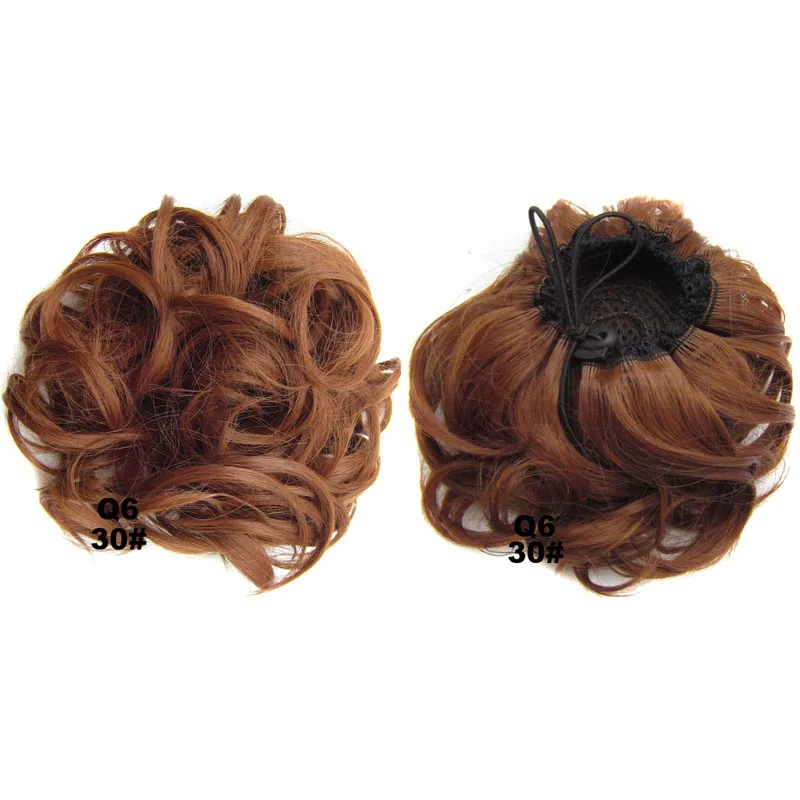 #30 Женский пушистый классический Updo шиньон синтетический волнистый кудрявый эластичный резиновый ремешок грязные волосы пучок кусок - Цвет: #30