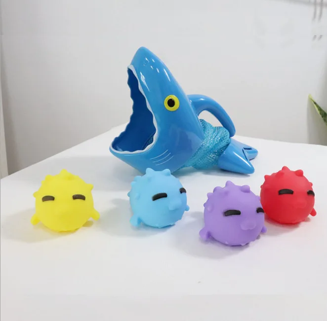 Крестообразная игрушка для рыбалки в виде акулы, мультяшная игрушка для ванной в форме животного ke nie, мягкий звук, мягкая игрушка Silcone, водные игрушки