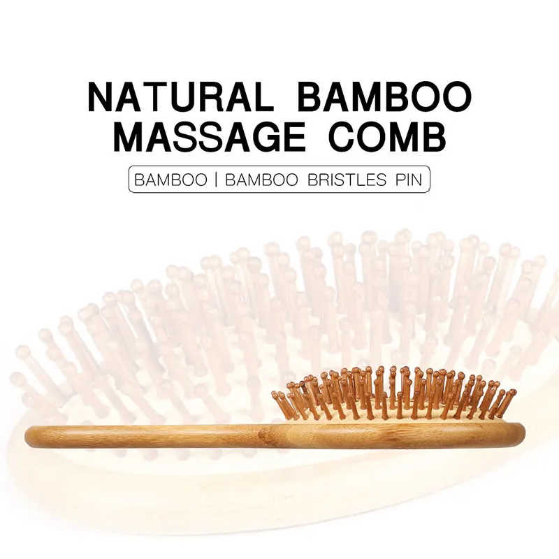 2 шт бамбуковая щетка для распутывания волос набор деревянных массажных расчесок для мужчин, женщин и детей 26,4x9,3x4,7 см- MS
