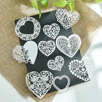 

5/10Pcs Vintage Heart White Lace Paper Doilies DIY Scrapbooking Album Junk Journal Planner Decorative Craft Paper