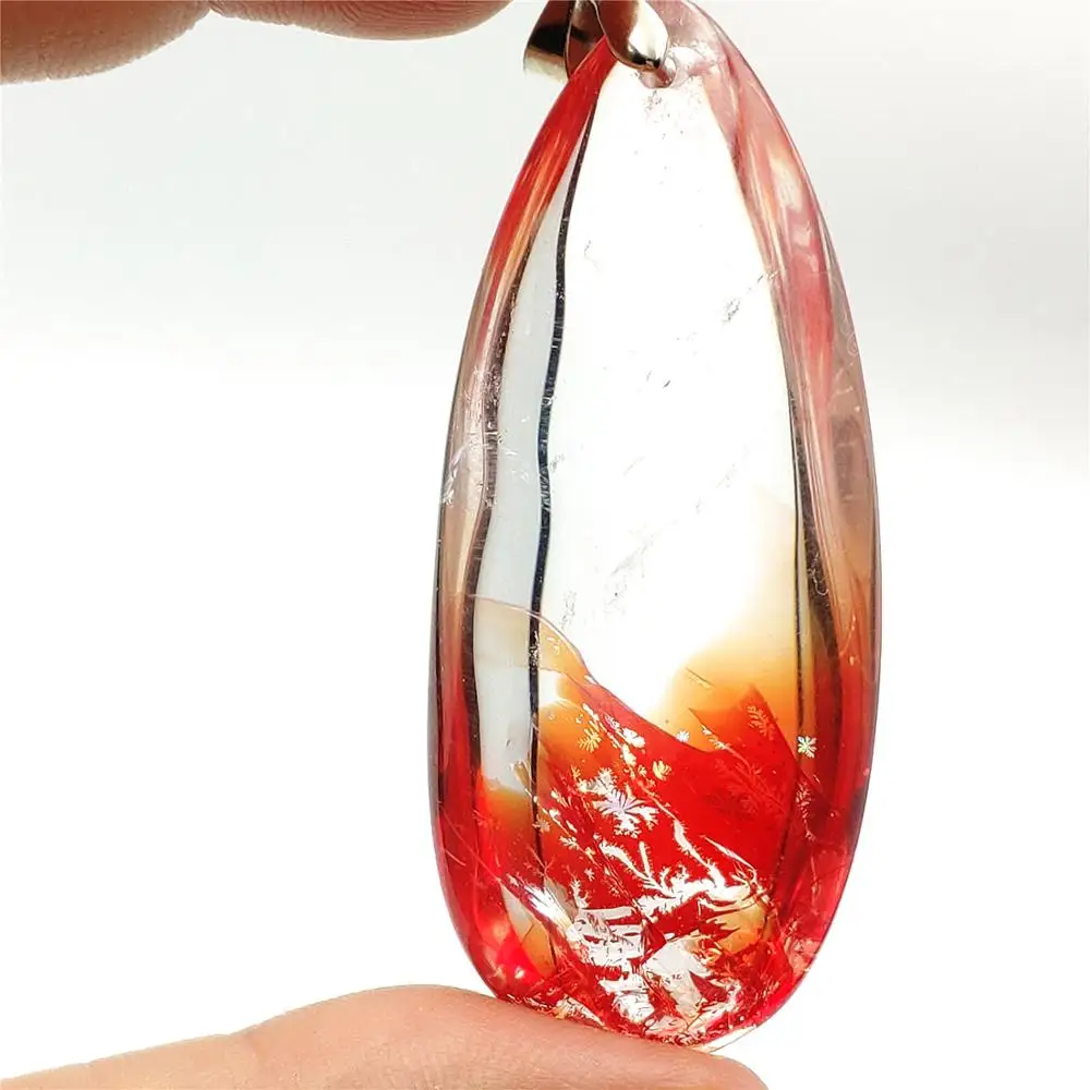 

52x22x17mm Natural Red Limonite Quartz Phantom Crystal Rare Necklace Pendant For Women Man Rare Fashion AAAAA