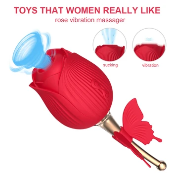 Rose Sucking  Vibator Couples Vagina G-Spot Sucking Vibrators Clitoris Stimulation Massager Nipple Anal Plug Sex Toys For Women 2