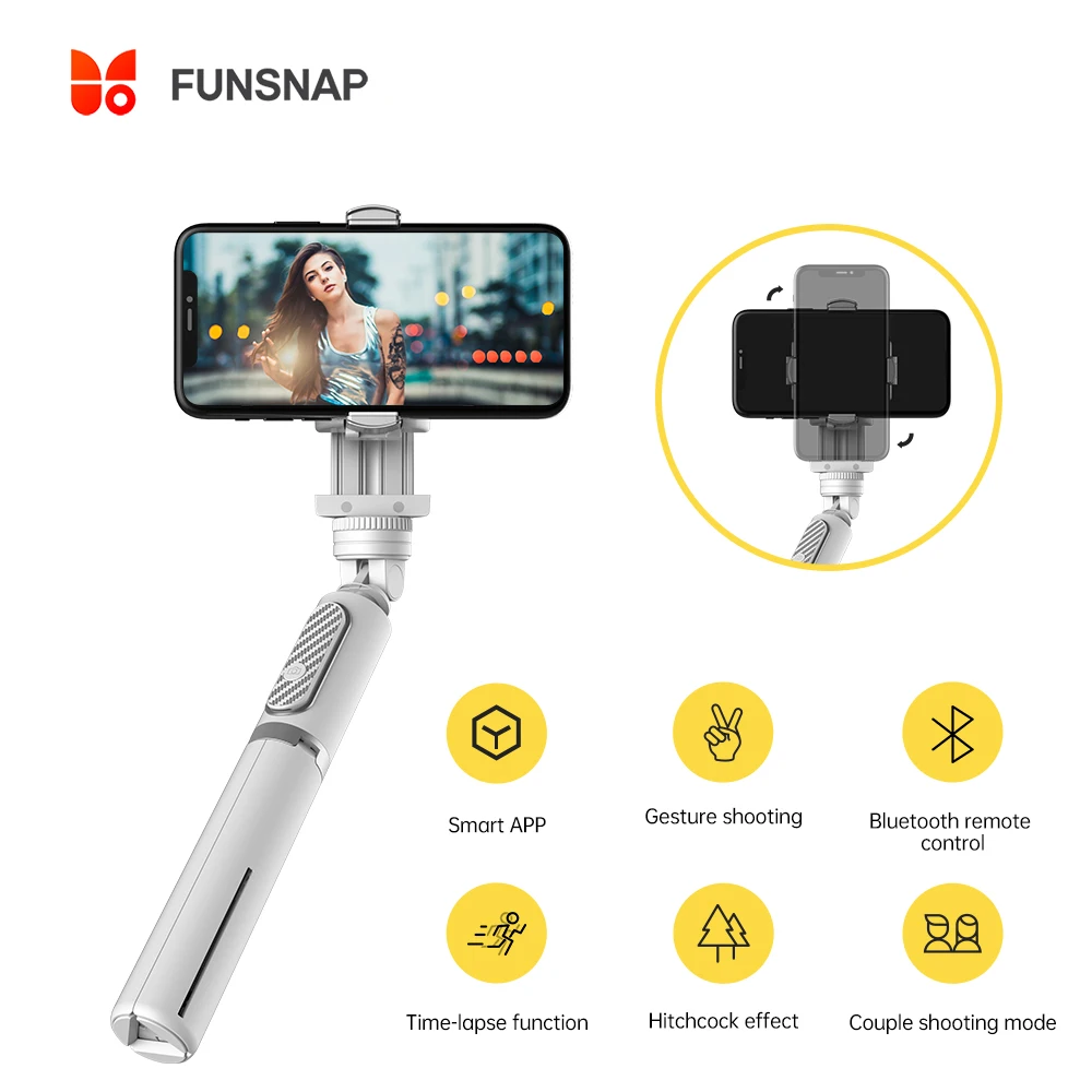 

FUNSNAP Smartphone Gimbal Selfie Stick Pocket Stabilizer Palo Bluetooth Selfie Stick for Live Streaming Devices for iOS Android