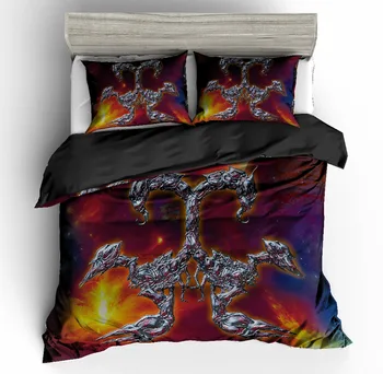 

Fiery Scorpion Duvet Cover Set, Black Lacquer Scorpion Galaxy Fire Background Bedding Set,100% Microfiber Soft US AU EU Size Bed