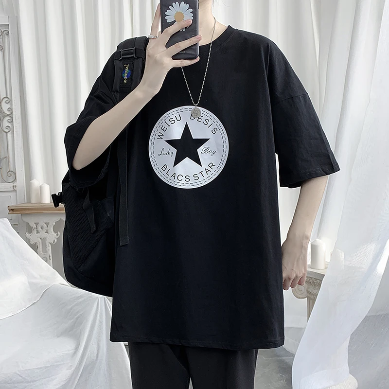 

Oversized Couple T Shirts Pentagram Printed Streetwear for Men Clothes Beastars Graphic Tees Women Pink Shirts Hip Hop Camisetas