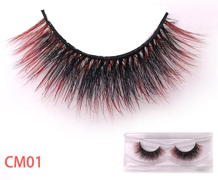 CM01 New color 3D luxury mink lashes wholesale natural long individual thick fluffy colorful false eyelashes Makeup Extension Tools - Цвет: CM01