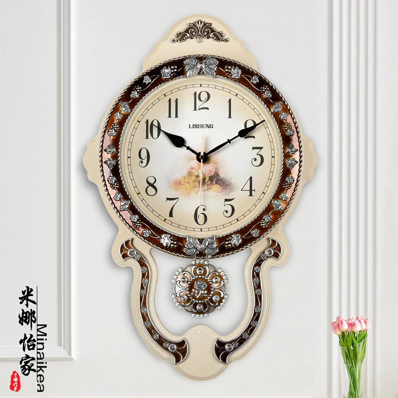 Idyllic Silent Wall Clock Clock Dining Room Pendulum Cool Swing Table Wall Clock Beige  