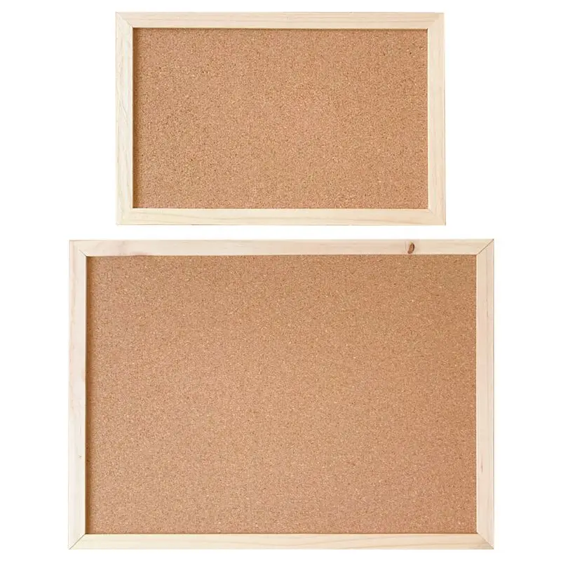2 Pack Large Cork Pin Notice Board Bulletin Vision Boards for Home Bedroom Offices Memo Message Pictures Planner Display Organiser Wood Frame Corkboard with 50 Push Pins and Wall Mount Screws
