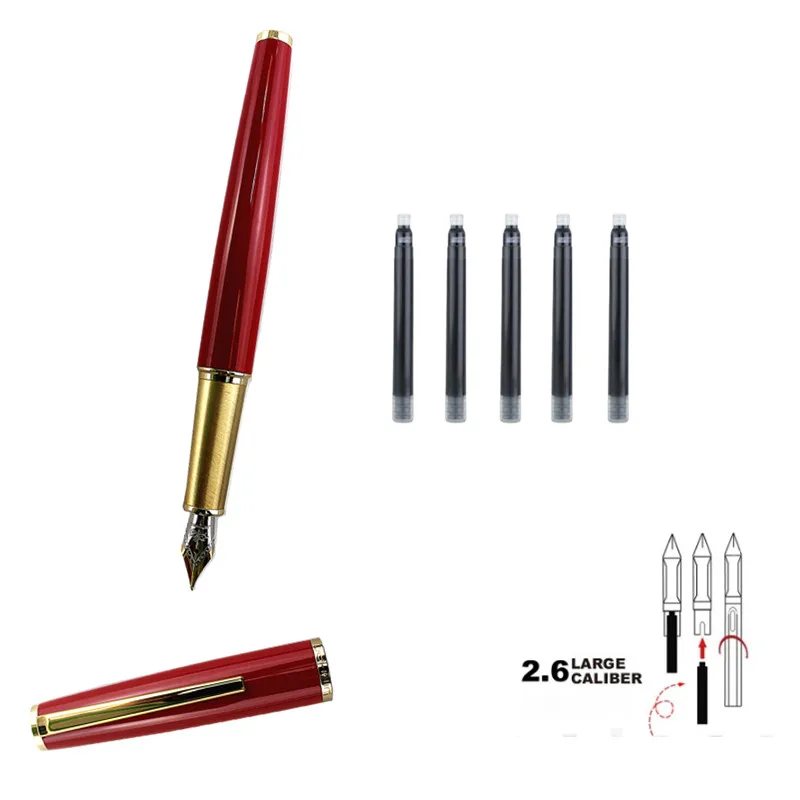 Jinhao Y1 Red Students supplies Business office Big Fine Nib Fountain Pen New 