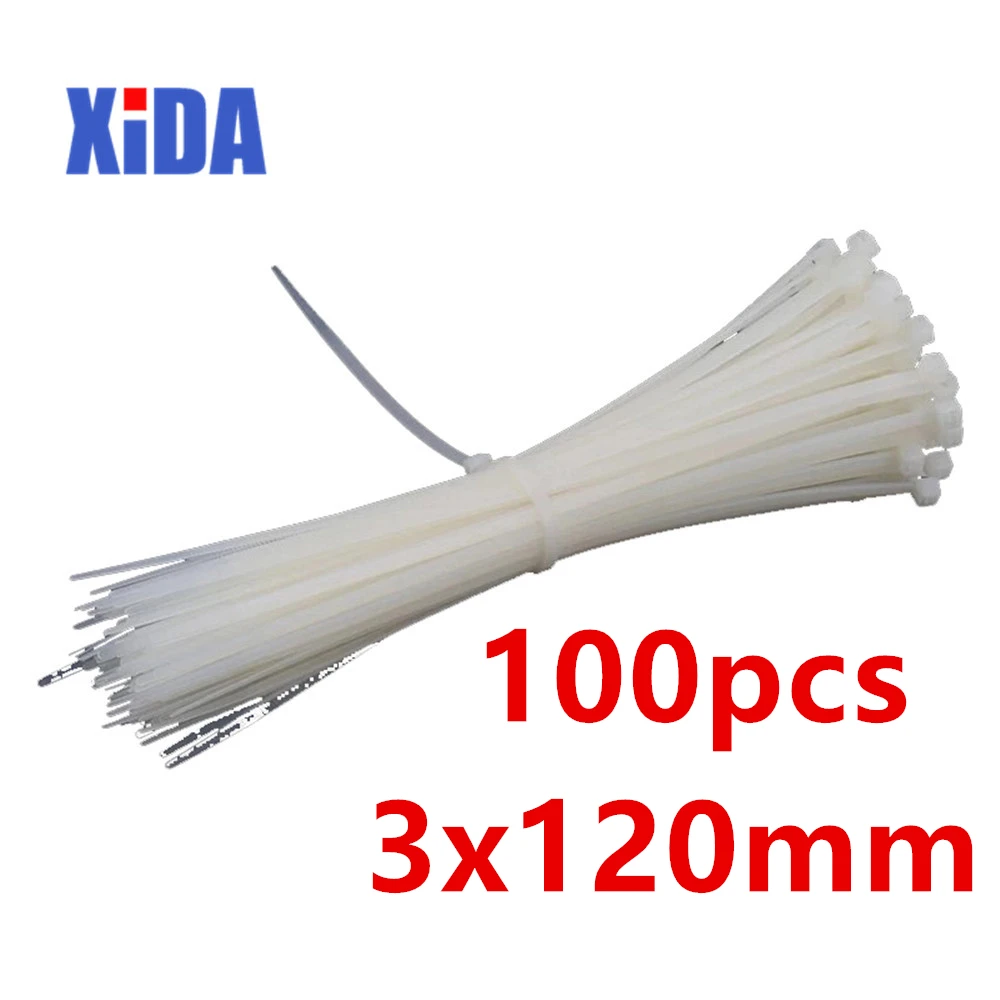 100 шт. 3X60/80/100/120/150/200 мм белый черный молоко кабель провод кабельные стяжки самоблокирующиеся Нейлоновые кабельные стяжки - Цвет: 3x120mm