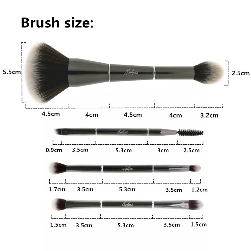 Sylyne 2 in 1 bronze& glow contour brush double-ended mega powder and highlighter blusher kabuki face makeup brushes