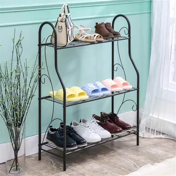 

3 Tiers Iron Storage Rack Holder Space Saving Shoes Rack Storage Organizer Free Standing Flower Pots Stand Shelf Home Decor