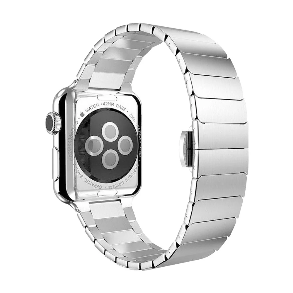 Red black Серебристый, розовое золото, ремешок из нержавеющей стали для Apple Watch, ремешок 44, 40 мм, iWatch, ремешок 42, 38 мм, металлический браслет, ремень для Apple watch 5, 4, 3, 2 - Цвет ремешка: Red black