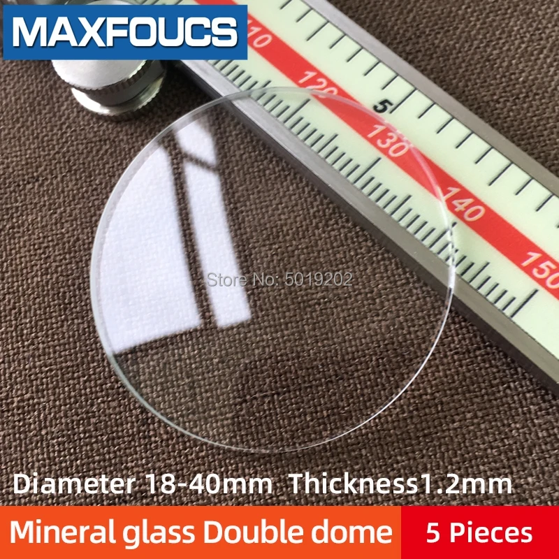 Стекло круглое гладкое минеральное стекло двойной, выпуклый Толщина 1,2 мм, диаметр 18 мм ~ 40 мм, 5 штук