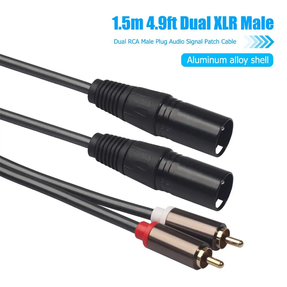 Premium 2RCA to 2 XLR Audio Cable with Durable Metal Shell for Amplifiers and Home Theaters
