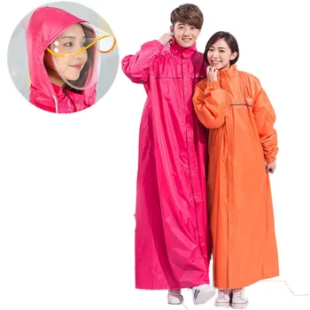 

Long Motorcycle Raincoat With Double Transparent Hats Adult Thick Eva Rain Cloak Impermiable Windbreak Plastic Trench Coat