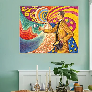 

Citon Paul Signac《Portrait of Felix Feneon,1890》Pointillism Canvas Oil Painting Art Poster Picture Wall Decor Home Decoration
