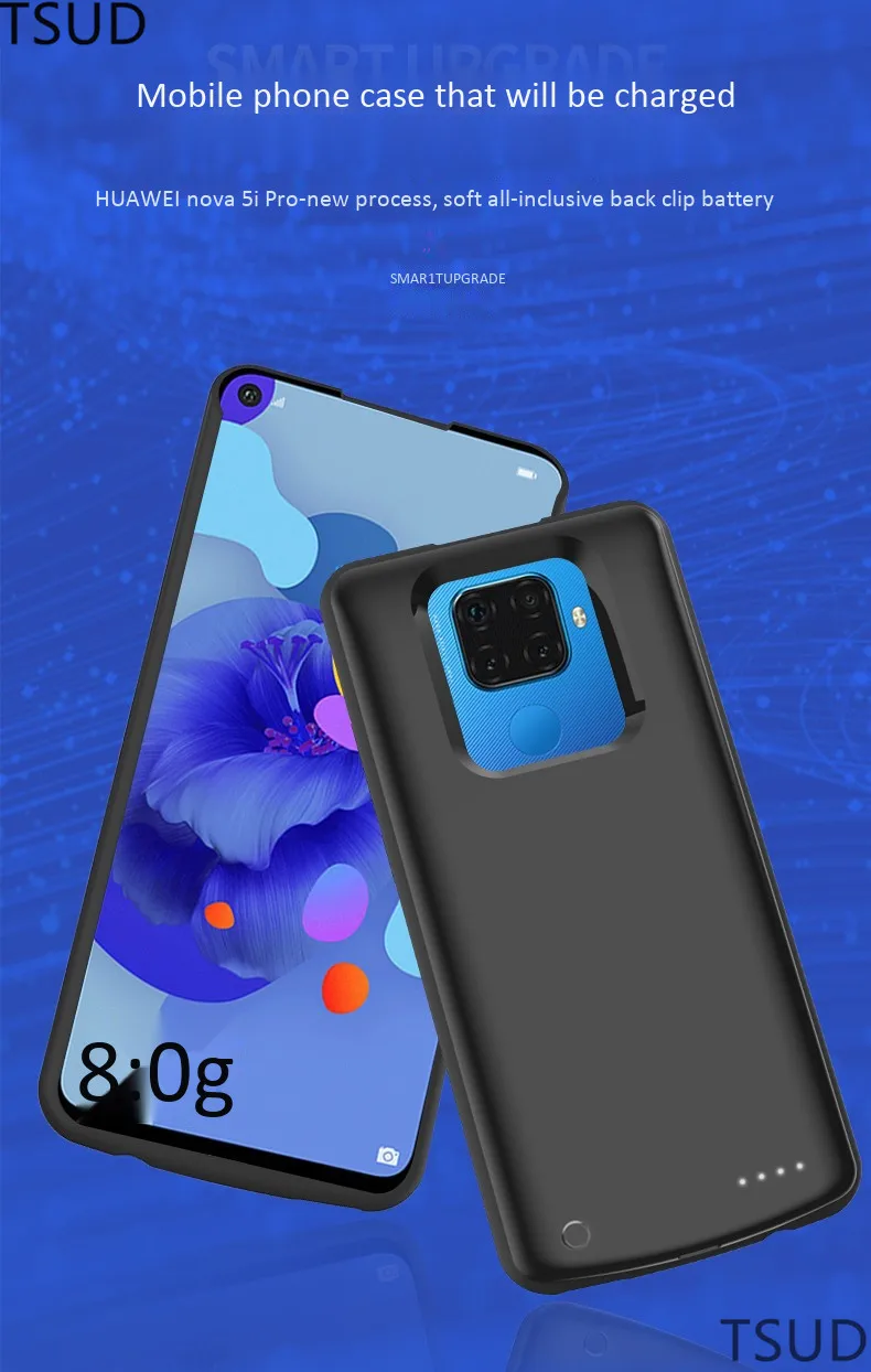 6500 мАч Высокая емкость батарея зарядное устройство чехол для huawei Nova 5 5i Pro Внешняя беспроводная зарядка крышка для huawei Nova 5 5i Pro