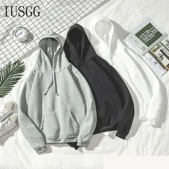 

Neutral Classic Hoodies Oversized Solid Color Pullovers Thicken Women Sweatshirt Warm Top Jacket Loose Tracksuit Couple Wear