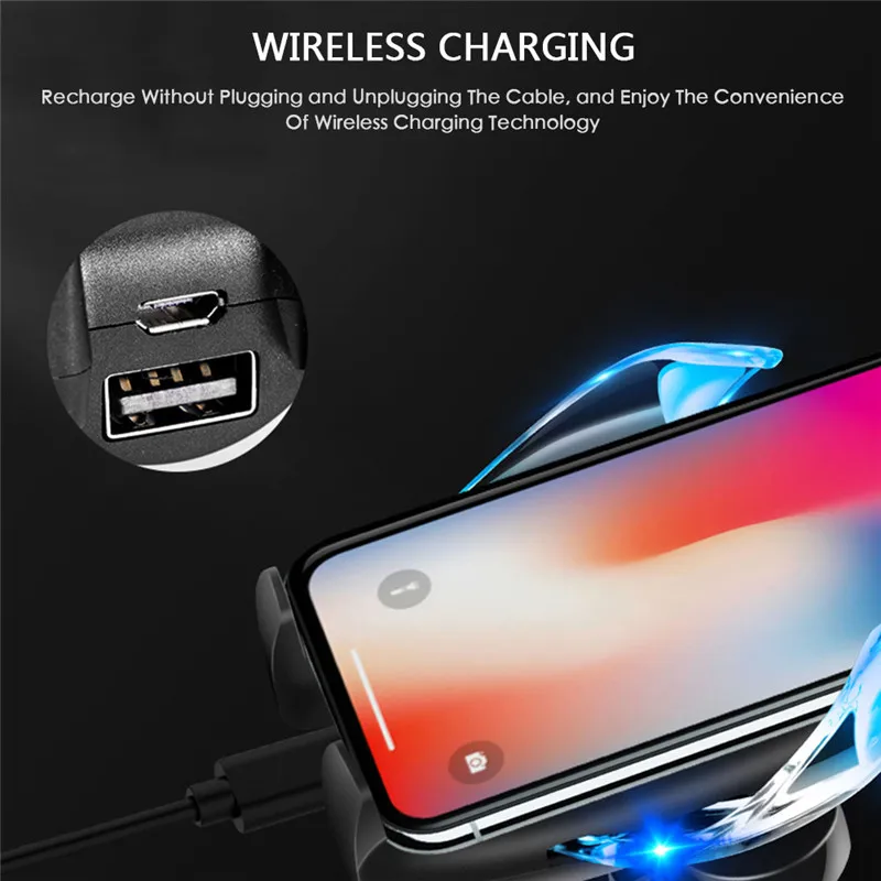 Fast Charging Wireless Car Charger Infrared Smart Sensor Car Phone Charger Phone Holder Air Outlet+Suction Cup Mount For IPhone