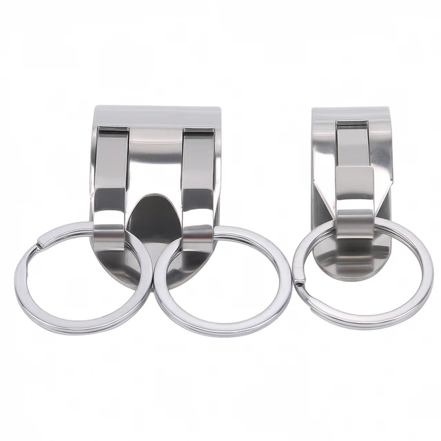 Stainless Steel Keyring Security Clip On Heavy Duty Belt Key Clip Belt  Keychain 2 Detachable Keyrings Belt Key Holder