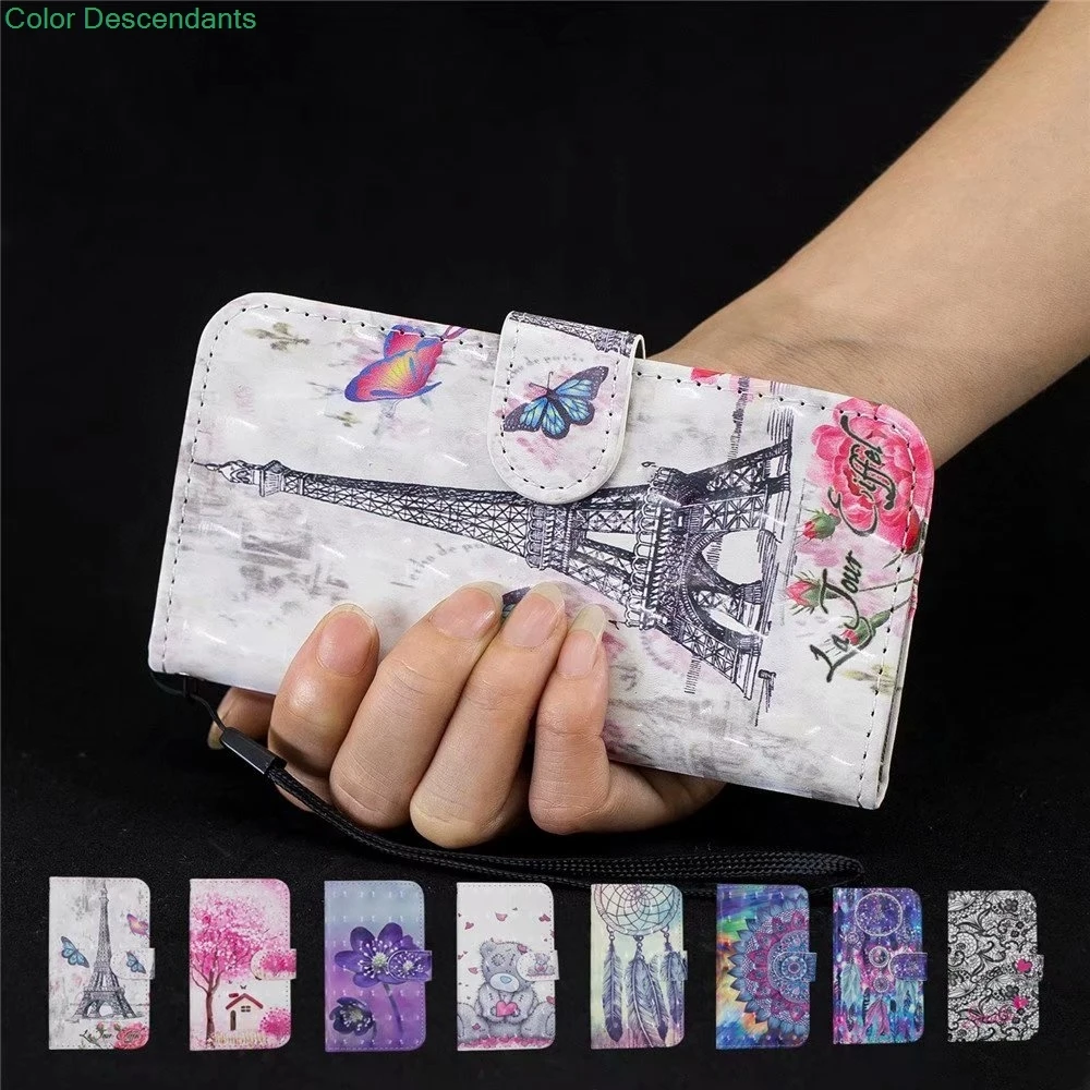 3D Flip Leather Cases For Huawei Y6 Pro Case For Huawei P9 Lite Mini Cover For Huawei Enjoy 7 Wallet Stand Phone Cases