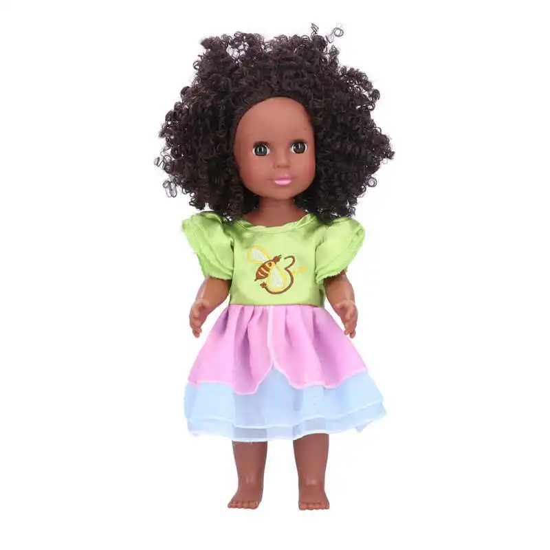 NICEYEA Poupée en peluche de 33 cm - Poupée africaine noire pour fi