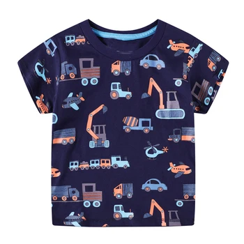 

2-7 Years Kids Cartoon Tractor Tops T Shirt New Summer Baby Boy Girls Shorts Sleeve T Shirt Cotton Children Shirts Tees Clothes