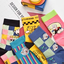 SP& CITY/5 пар; забавные женские носки в Корейском стиле; хлопковые носки с героями мультфильмов; оригинальная уличная одежда; хипстерские носки унисекс