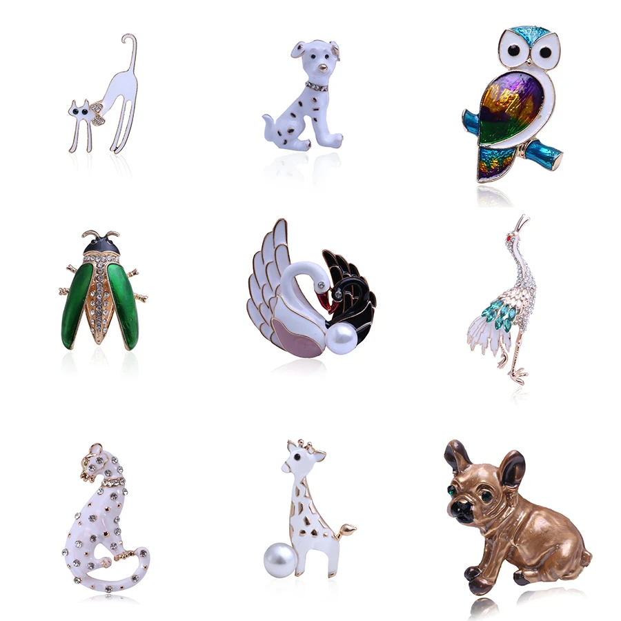 Броши с лебедями жирафом из эмали для женщин милые брошь булавка в виде животного