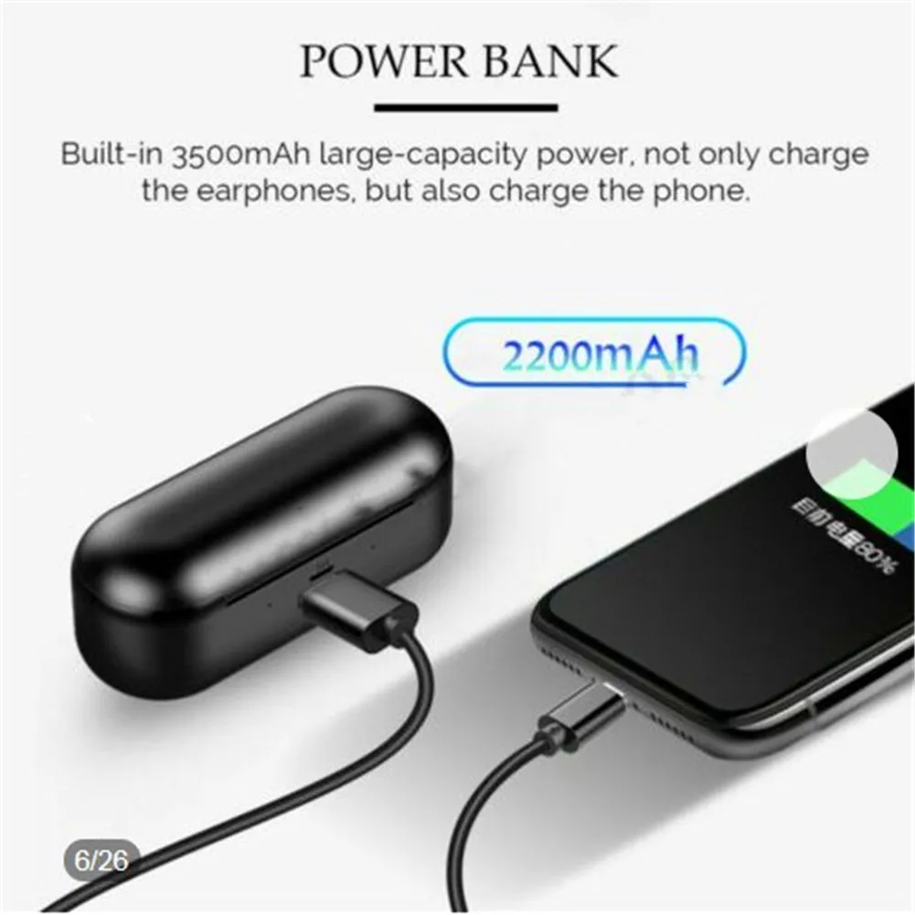Tws-u8 Bluetooth 5,0 бинауральные беспроводные наушники акриловая стерео Спортивная гарнитура IPX7 пожизненная Водонепроницаемая гарнитура Мобильная мощность