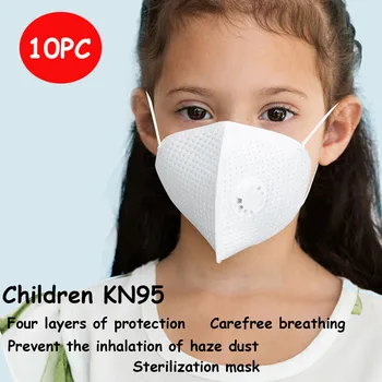

10PC Children Dust Mask Breather Valve Haze Protection Four-Layer Filter Breathable dustproof Protective masks Mouth Face Mask
