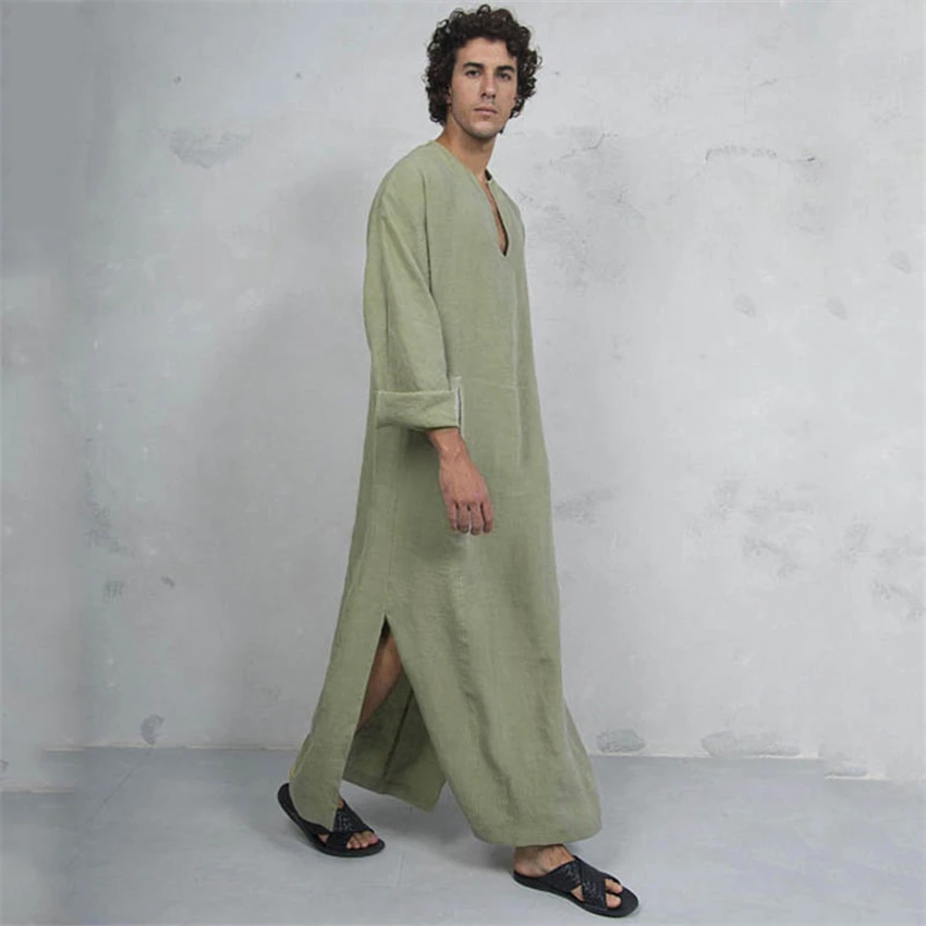 Muslim Dress Kaftan Men Abaya Full Sleeve Vintage Robes Saudi Arabia Dubai Arab Kaftan Men Jubba Thobe Islamic Clothing Pakistan