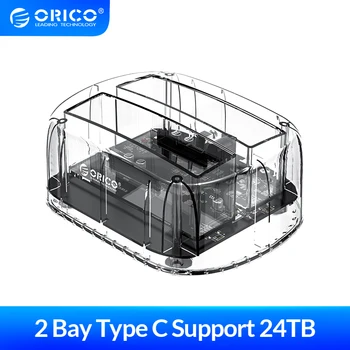 

ORICO 2 Bay SATA to USB 3.1 HDD Docking Station For 2.5" 3.5" Type C HDD SSD Case Transparent External Hard Disk Drive Enclosure