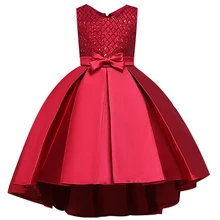 Новогодний костюм для девочки; год платья для девочек;Вышитая фигура из блесток День рождения нарядное платье для девочки;безрукавный лук Свадьба Платье принцессы;Карнавальная вечеринка детские платья 3 4 8 12 лет