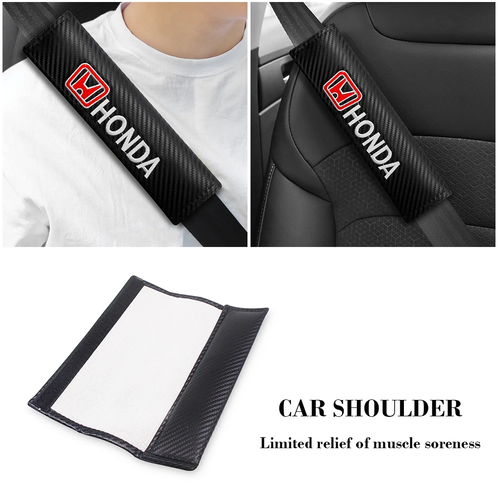 

2PCS Car Seat Belt Cover Shoulder Pad Drivering Comfortable Accessories For Honda Mugen Power Civic Accord CRV Hrv Fit Jazz