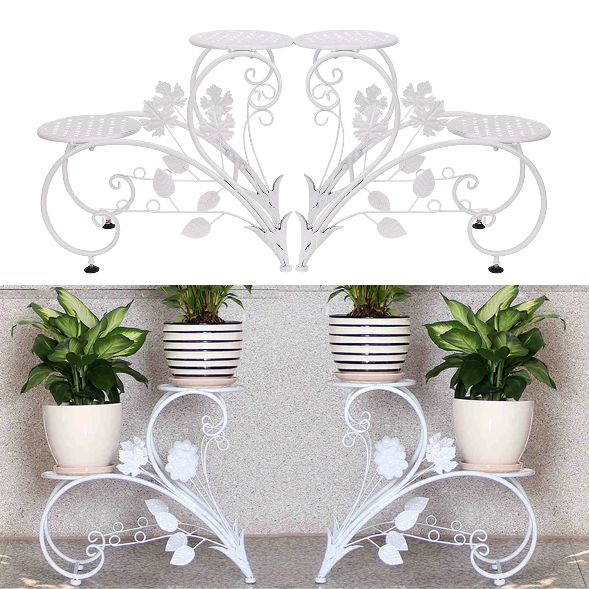 Plant Stand 2PCS Classic Tall Flower Pot Holder Rack Planter Outdoor Indoor Patio