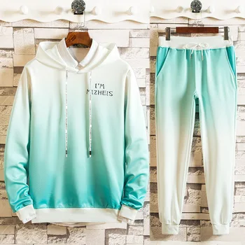 

Autumn Long Sleeve Sweater Suit Teenagers Gradient Lian Cap Pullover Sweater Student Ins Loose Chao