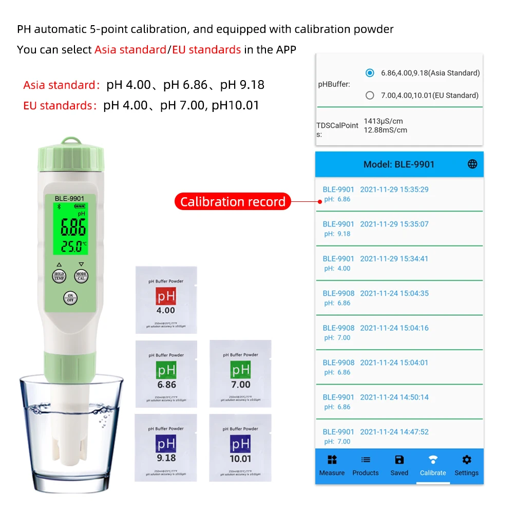 noisemeter Blue Tooth 5 in 1 PH EC TDS Salinity TEMP Meter Digital Water Quality Tester Smart Online Monitor APP Control for Aquariums Pool electronic tape measure