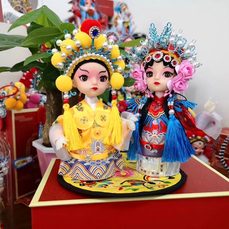 

Подарок в китайском стиле, Q версия Пекинской оперы, шелковая кукла, кукла оперы, украшения для дома, традиционный китайский подарок ручной работы