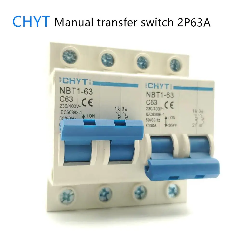 

CHYT 2P PLUS 2P 63A Manual Transfer Switch Mini MTS 220V 50/60Hz Dual Power Switch Circuit breaker MCB