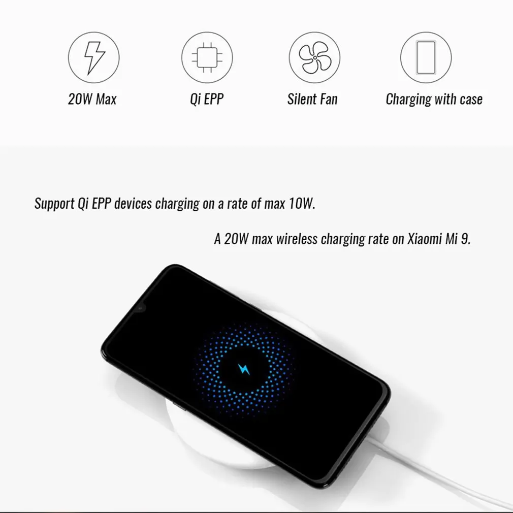 Najtaniej Oryginalna bezprzewodowa ładowarka Xiao mi 20W Max dla mi 9 (20 W) mi X 2 S 3 (10 W) Qi EPP kompatybilny telefon komórkowy (5 W) wiele bezpiecznych